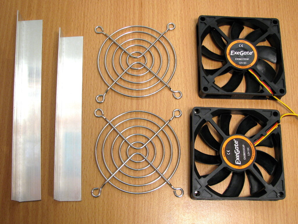 02. Вентиляторы, решётки, алюминиевый уголок. 