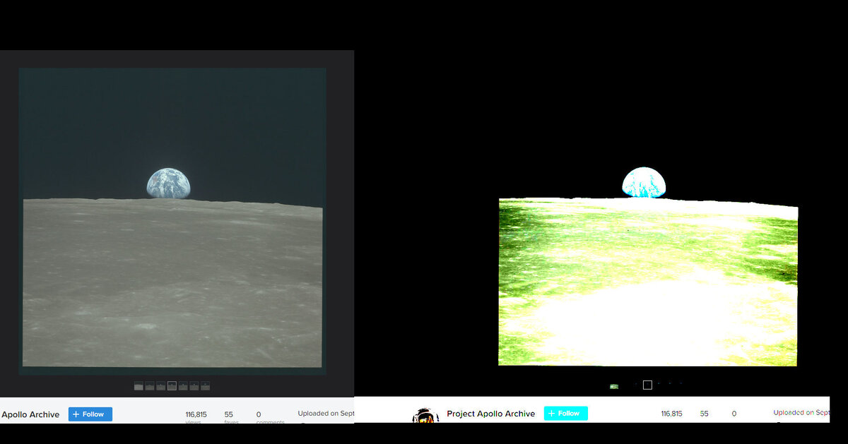 При обработке цветного снимка Луны из архива НАСА мы видим, что снимок цветной.
Луна имеет градации цвета изначально.