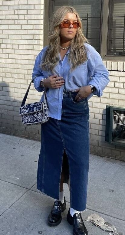 Джинсовая юбка миди