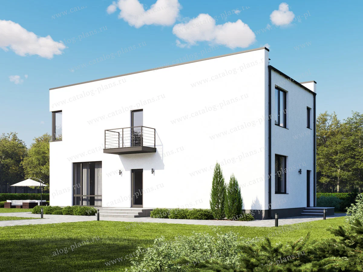 Вид на главный и правый фасады. Источник изображения: Дзен-канал "Проекты Коттеджей"