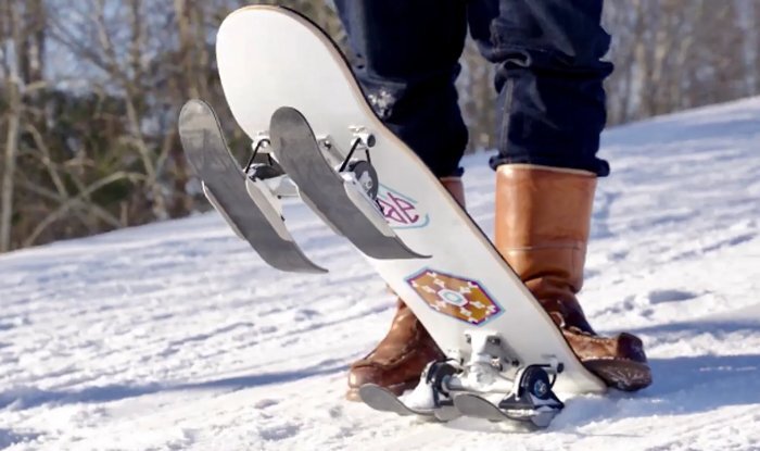 В Финляндии разработали оригинальное устройство для скоростных спусков по снежным склонам. Slede является чем-то средним между классическими сноубордом и скейтом.