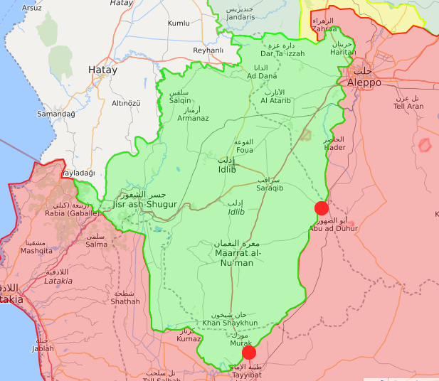 Россия организовала два гуманитарных коридора для выхода мирных граждан с территории провинции Идлиб на Юге в районе города Мурак и на востоке в районе города Абу-ад-Духур.