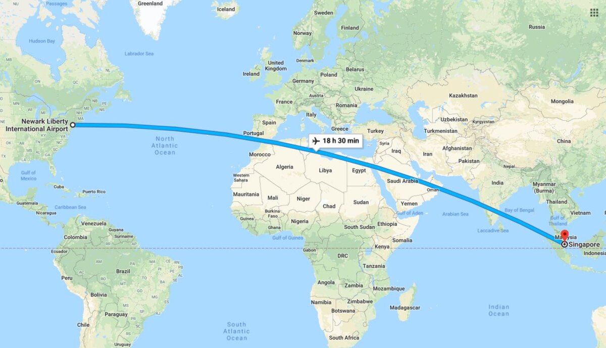 Перелёт из Нью-Йорка в Сингапур