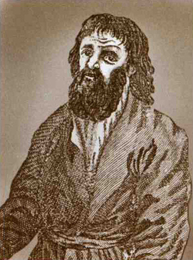 Портрет Каина, впервые опубликованный в книге «История славного вора, разбойника и бывшего Московского сыщика Ваньки Каина, писанная им самим при Балтийском порте в 1764 году», 1782 год.