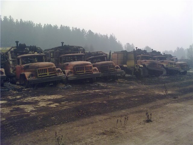 Сгоревшая автомобильная техника