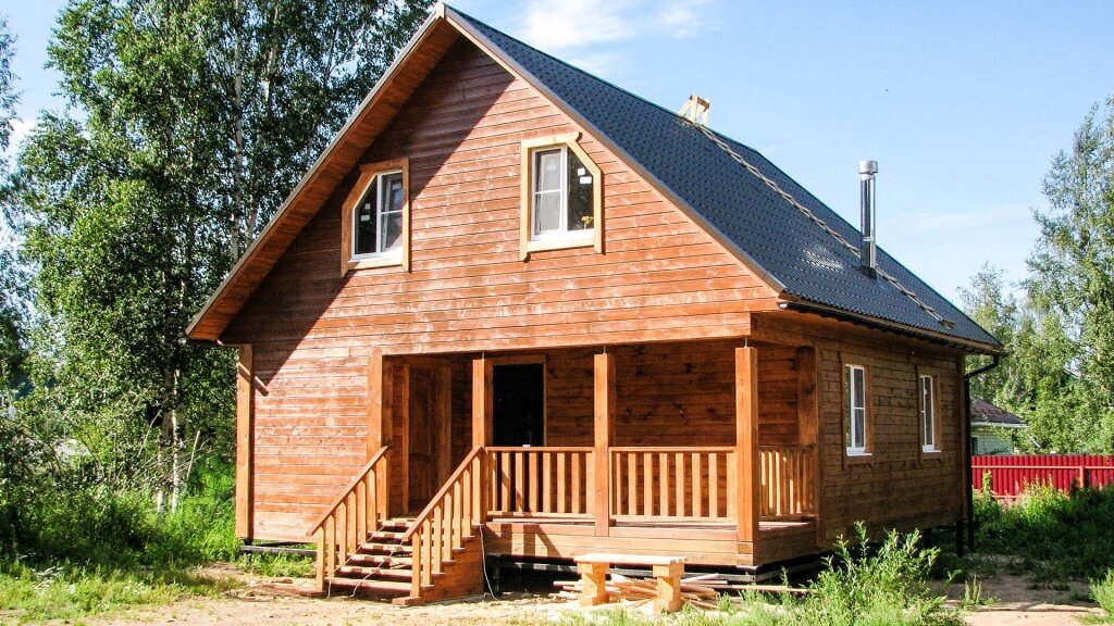 1. Загородный коттедж с квадратной планировкой