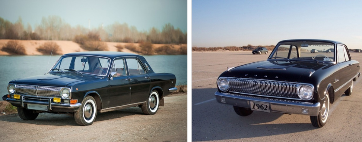 Слизанные машины. ГАЗ-24 Волга и Форд Фалькон. ГАЗ 24 И Форд Фалькон. Ford Falcon 1962. Форд Фалькон 1962 и ГАЗ 24.