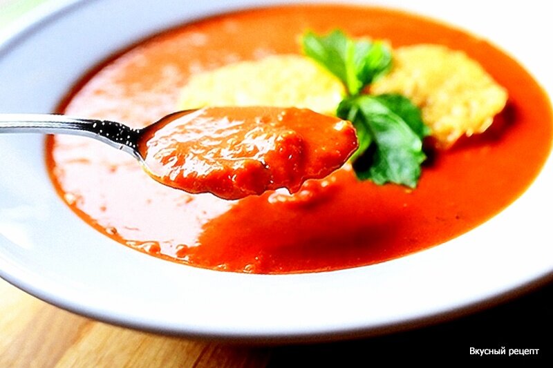 Густой томатный суп с булгуром