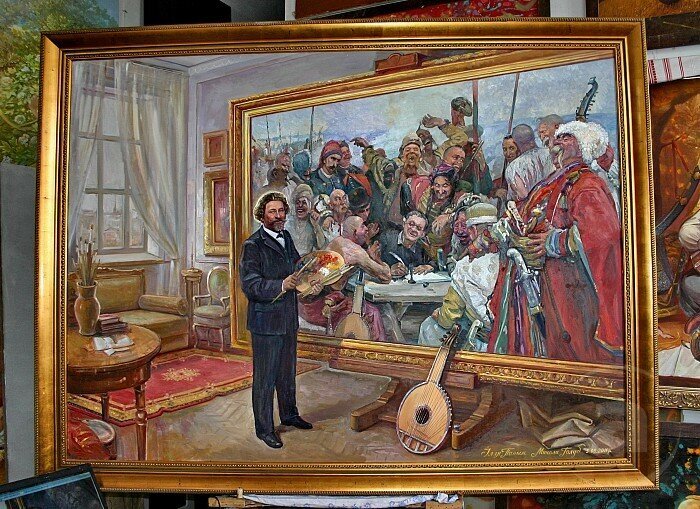 Илья Панёк, Николай Голуб. Репин пишет картину "Запорожцы"