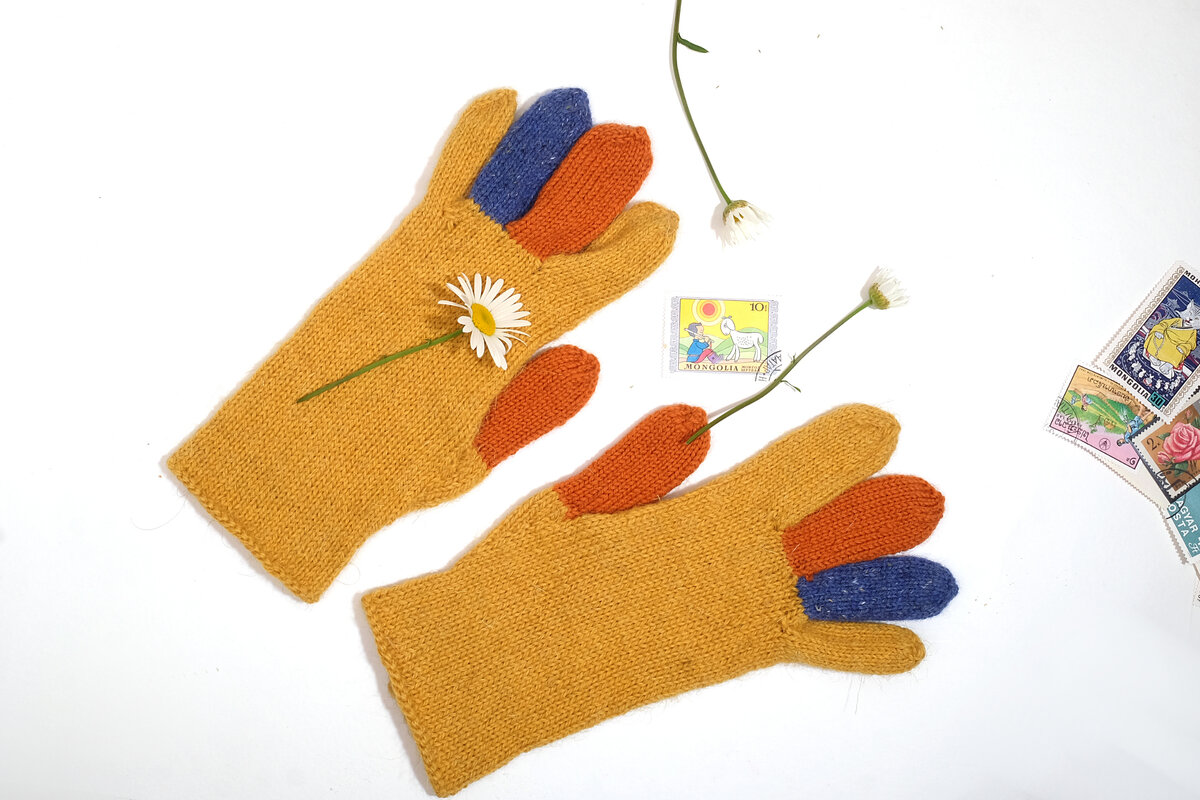 Перчатки из шерстяной пряжи