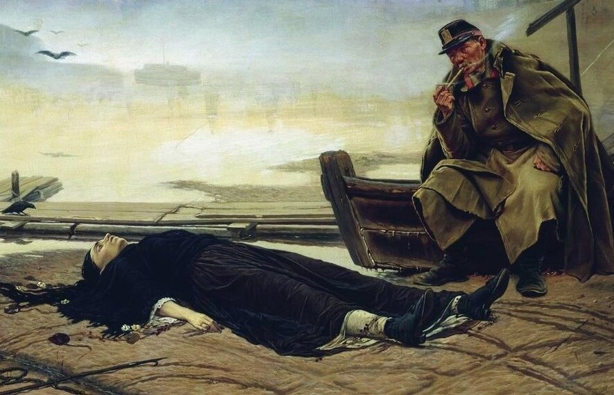 Василий Перов «Утопленница», фрагмент