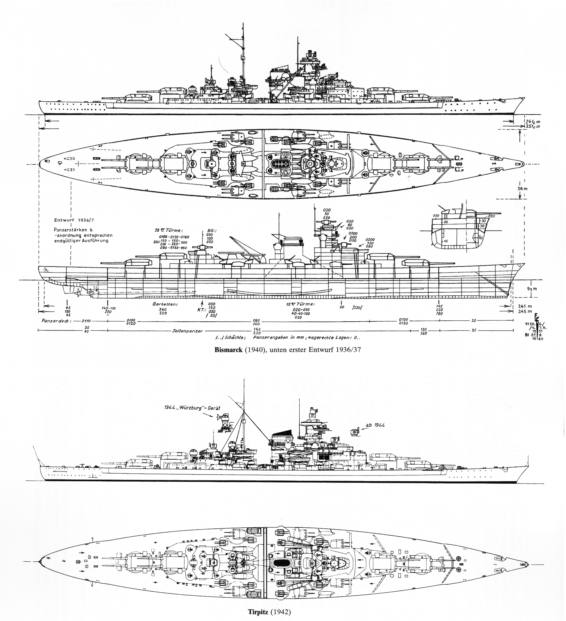 Bismarck 1939 чертеж