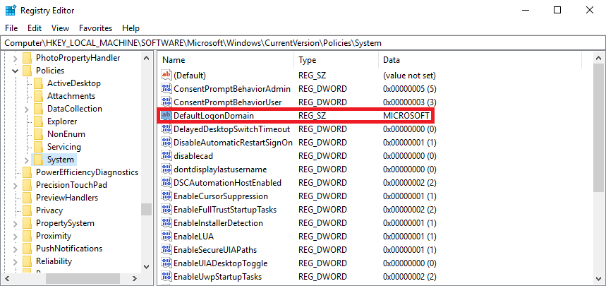 Как изменить домен входа по умолчанию в Windows