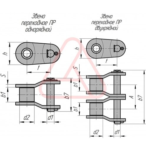 Полузвенья — переходные звенья для однорядной и двухрядной цепи