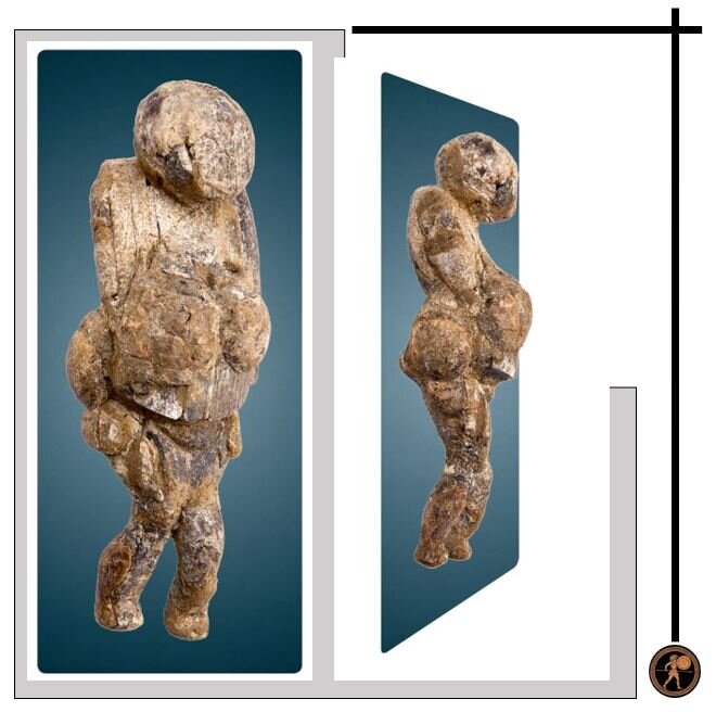 Женская статуэтка. Возраст 21 - 19 000 лет. Высота 12,6 см. ширина в тазовой области 4,5 см