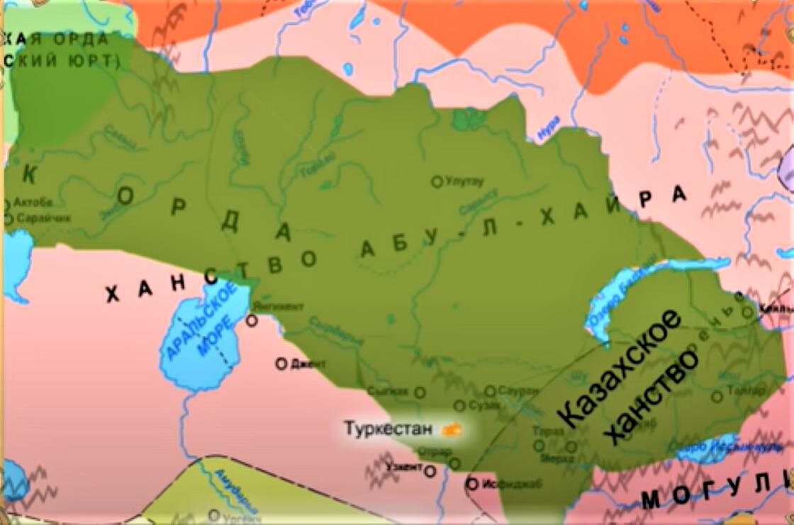    Карта Казахского ханства:YouTube/Тлеужан Ташимов