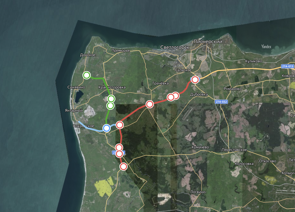 На схеме участок, на который объявили торги, — красная линия от пересечения с синей веткой в районе посёлка Русское до дороги на Приморск.