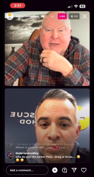 Так это происходило онлайн, Пит в окошке сверху, снизу - один из директоров клиник.