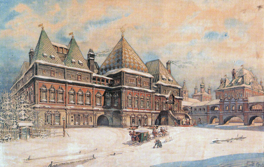 Палаты князя Василия Голицына в Охотном Ряду (здание снесено в 1930-х годах)