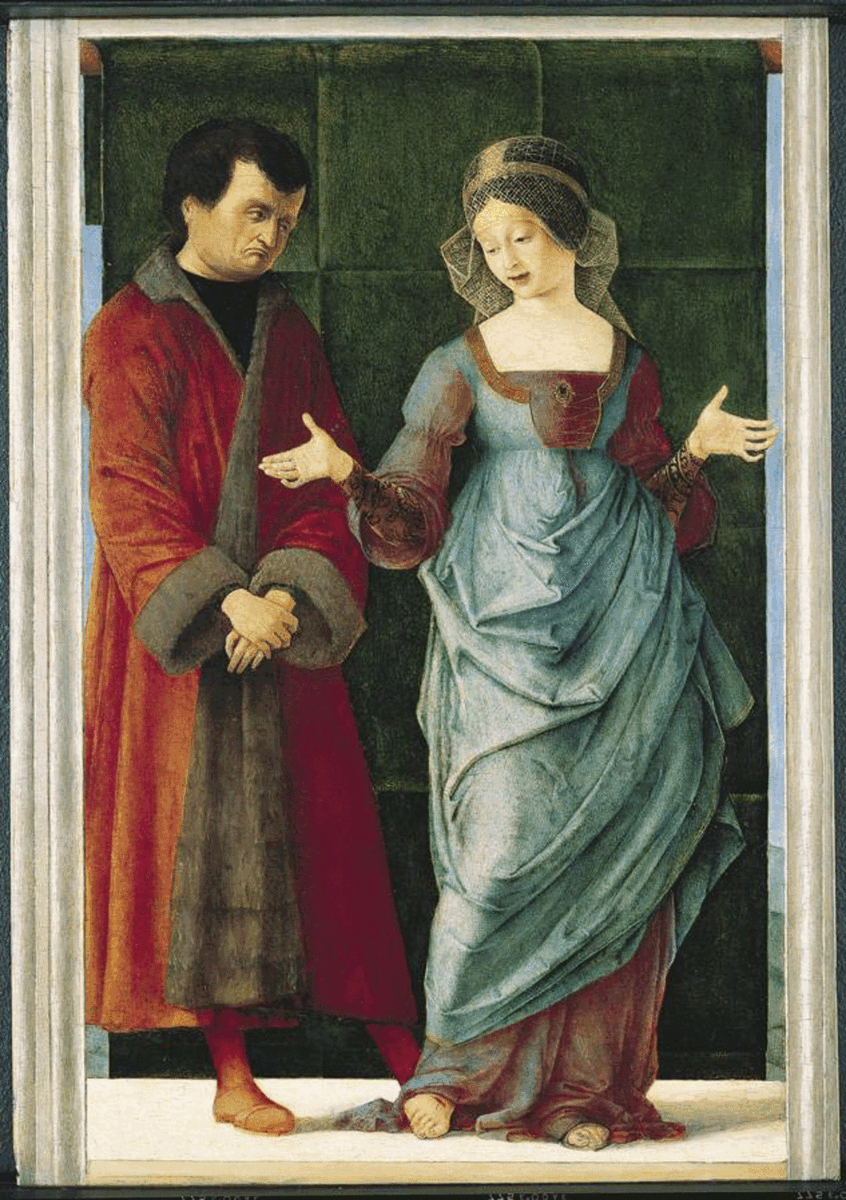 Это очень смешное среднековое изображение Брута и Порции. Просто присмотритесь к выражению лиц