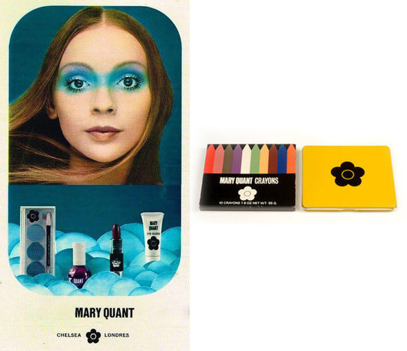    Фото: реклама набора для макияжа глаз от Mary Quant; набор мелков для макияжа Mary Quant, 1960-е