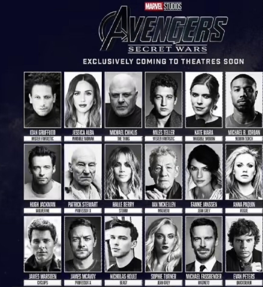 Также распространилось что такой будет актёрский состав мстителей секретных воинов. Создатели МАРВЕЛ утверждают что эту часть хотят сделать как мстителях финал. И хотят ещё больше добавить героев в эту часть. 