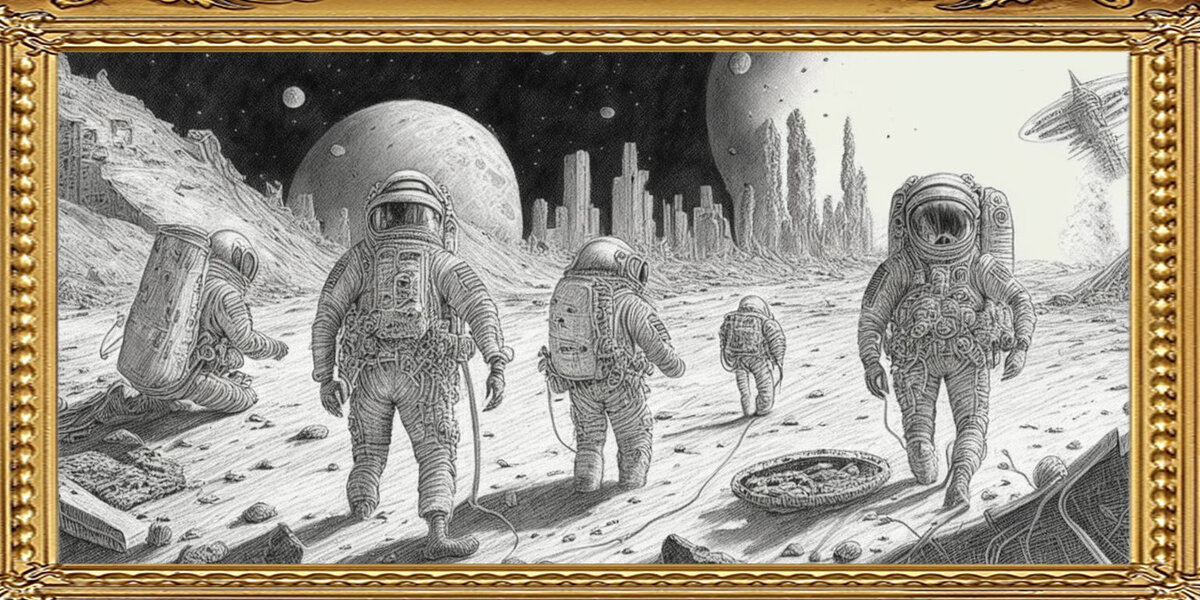 Художник Н.Армстронг "Первые человеки на Луне". Холст, масло.