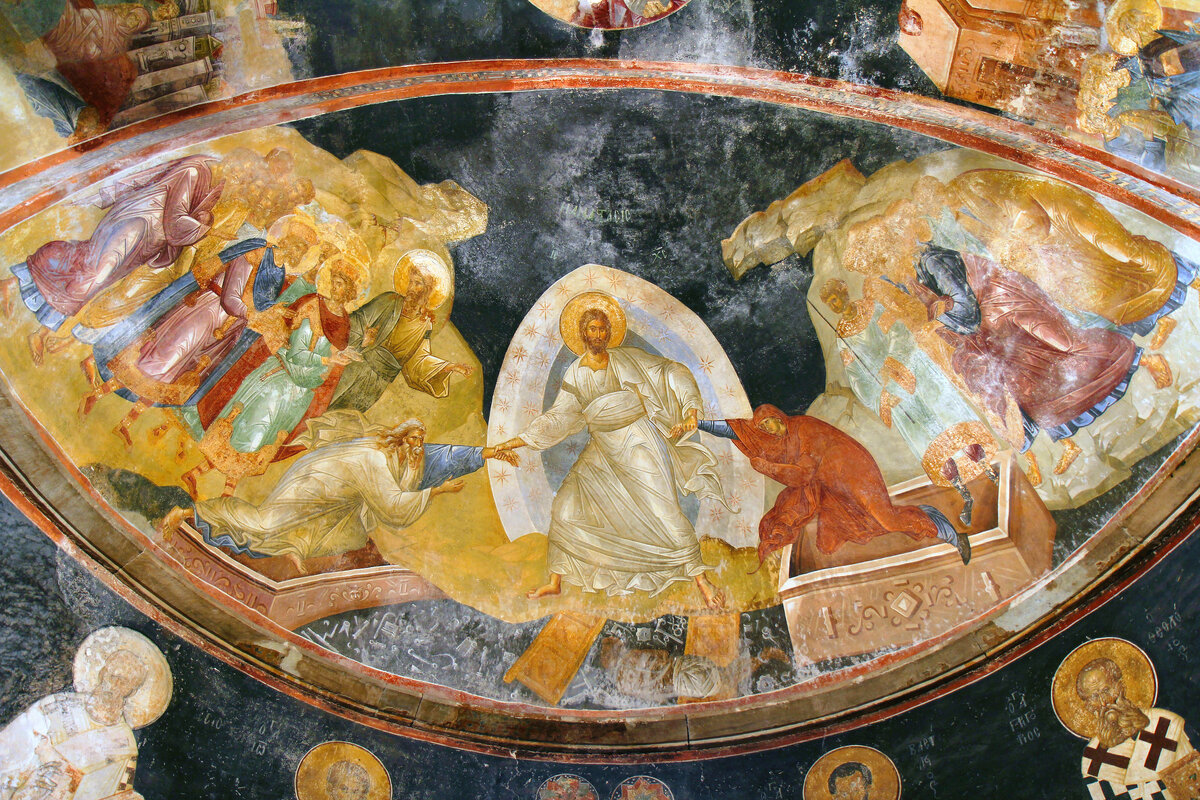 Воскресение - Сошествие Христа во ад. Фреска монастыря Хора, Константинополь, XIV в. 1