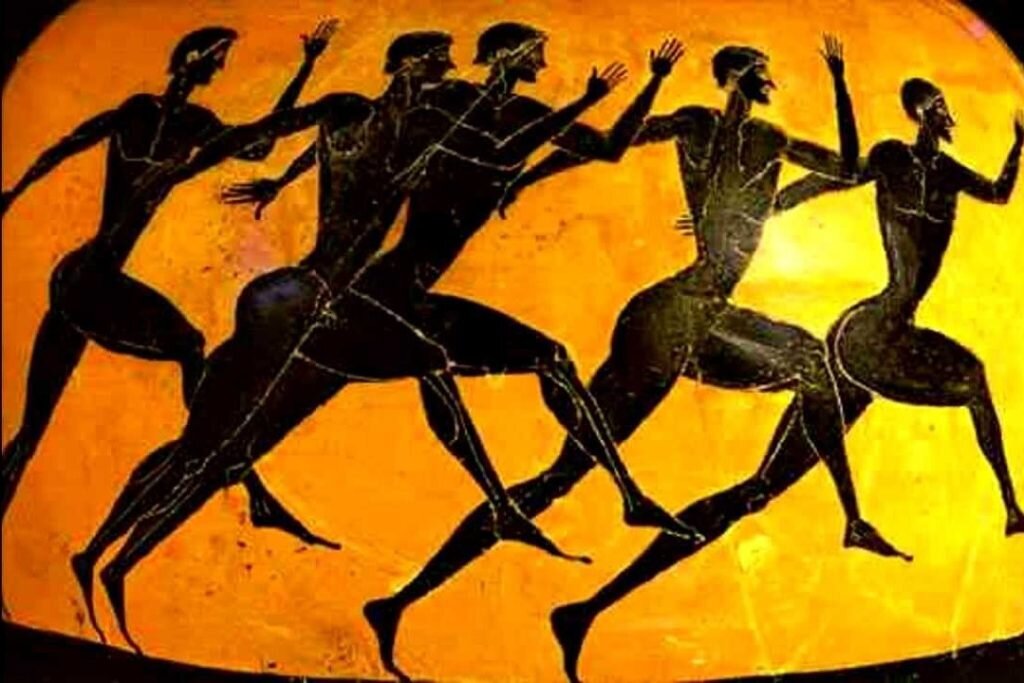 Бегуны и судья. Древнегреческая ваза.