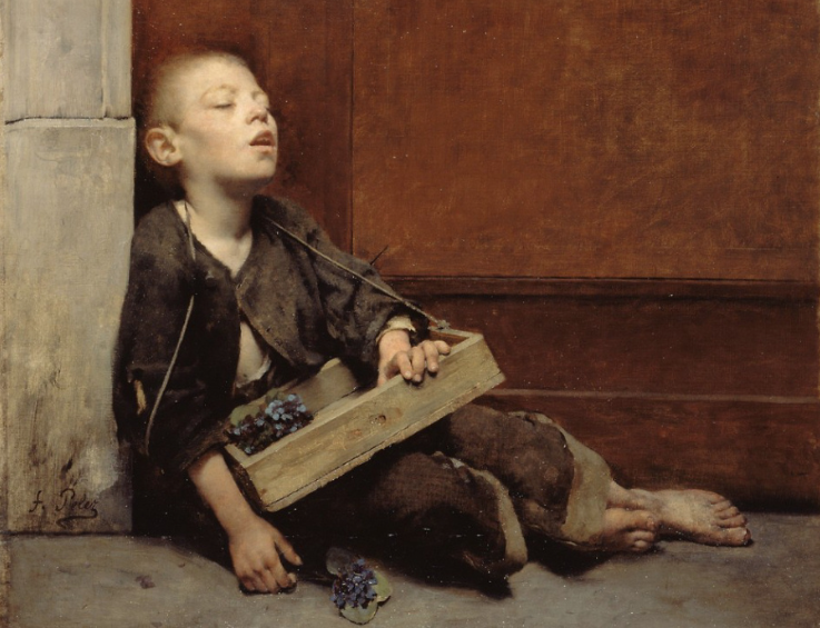 Фернан Пелес Мученик (Продавец фиалок), 1885. Малый Дворец, Париж