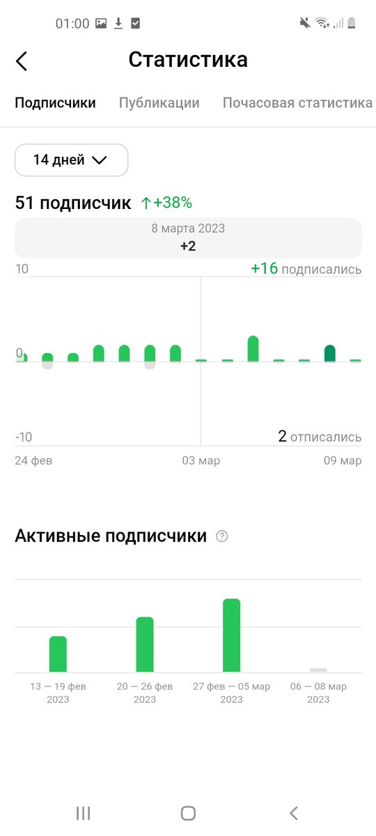 Скриншот статистики по подписчикам