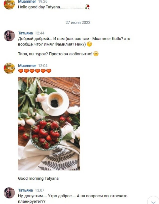 Скрины из личной переписки в ВК.