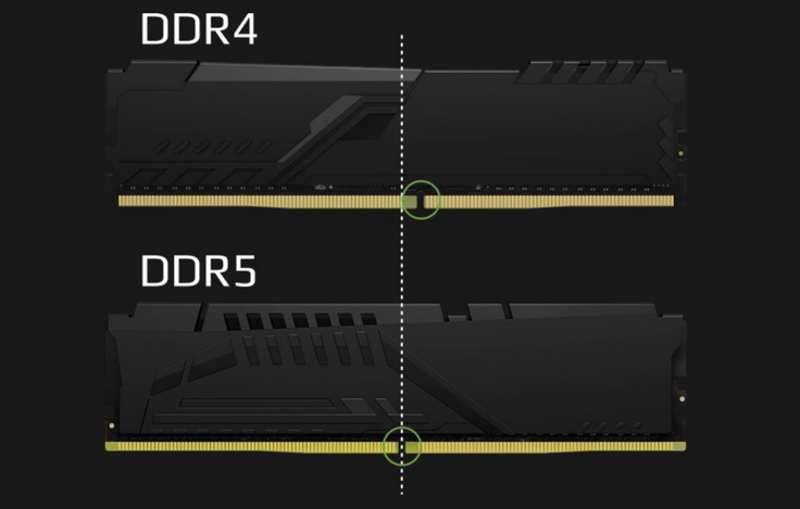 Отличие по размеру DDR4  DDR5