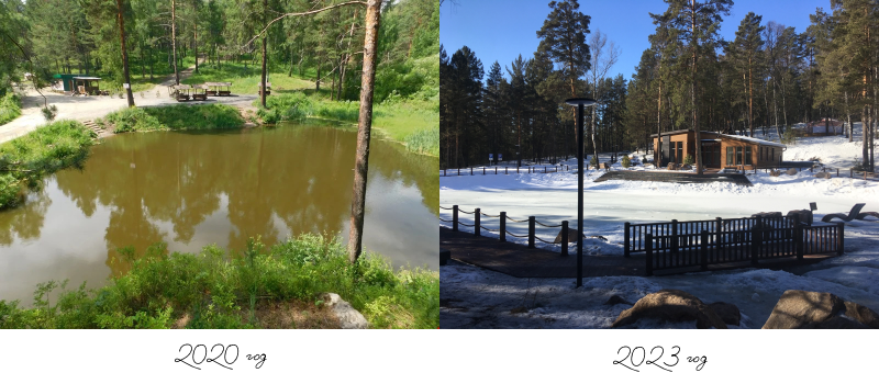 Серебряковский пруд в 2020 и 2023 годах.