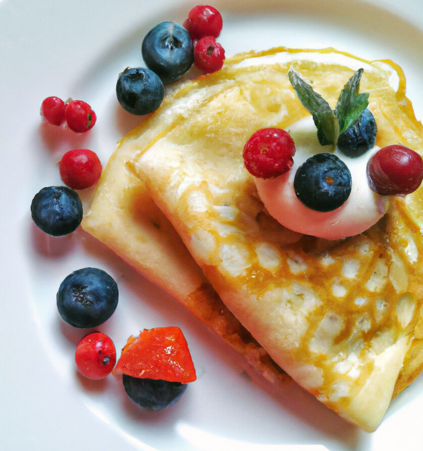 Блины с творогом и ягодами