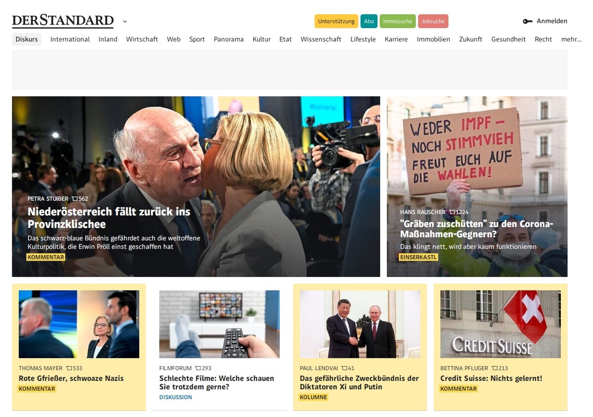 Скриншот derstandard.at