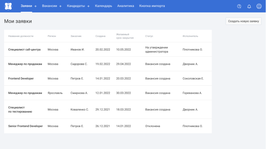 С Talantix никогда не запутаться в заявках на подбор и не упустить важную информацию: рекрутер вносит необходимые сведения по мотивации кандидатов в форму заявки, а линейный руководитель их редактирует и согласовывает