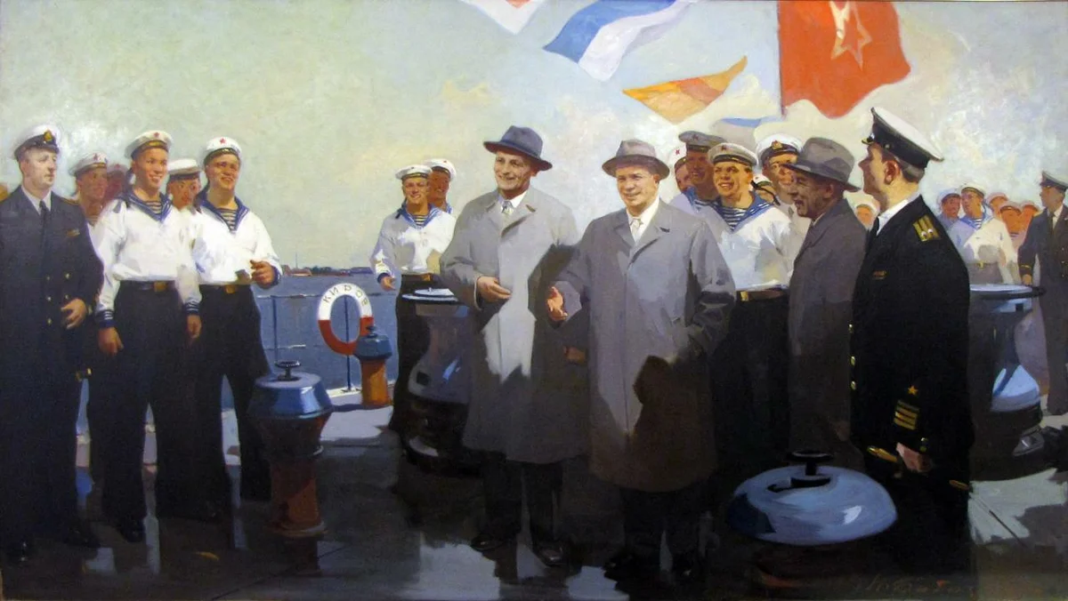  В гостях у моряков Балтийского флота". Худ. Н.Бабасюк (1958)