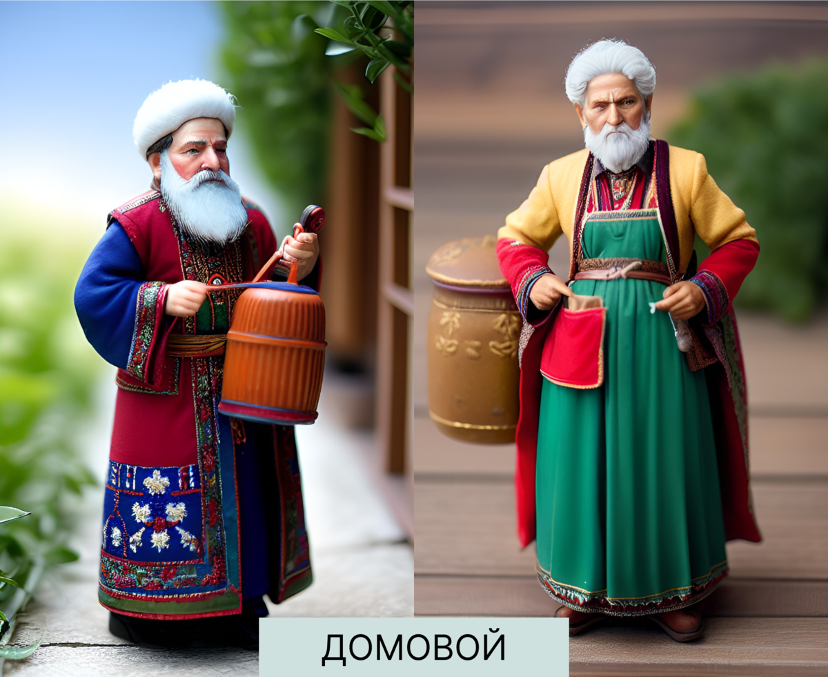 Покровитель дома, крошечный старичок, одетый в кафтан. Но встречаются и менее привлекательные описания со звериными чертами. Нейросеть решила, что больше не стоит нас пугать))