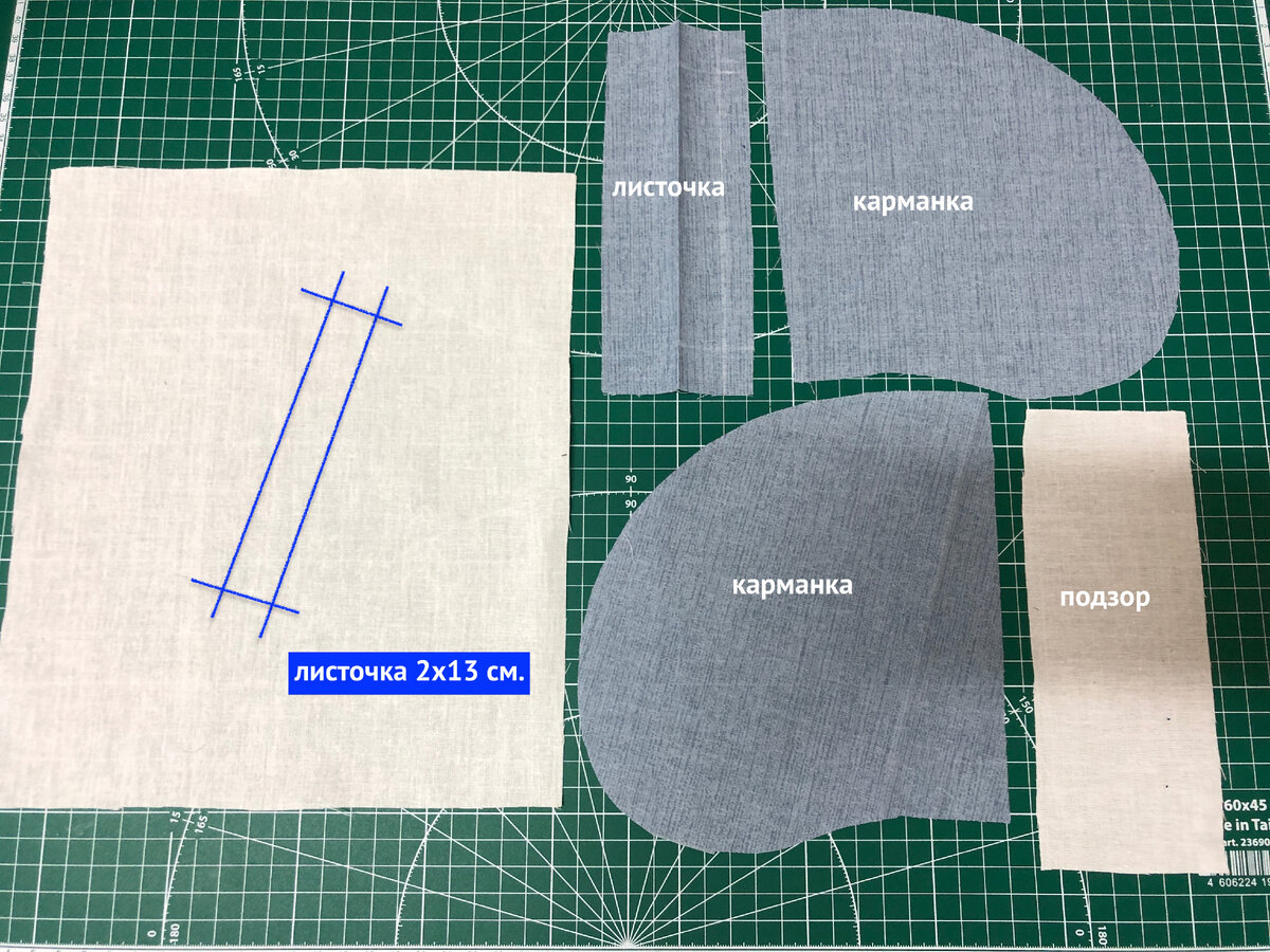 Технология пошива: обработка кармана в шве с припусками вразутюжку.