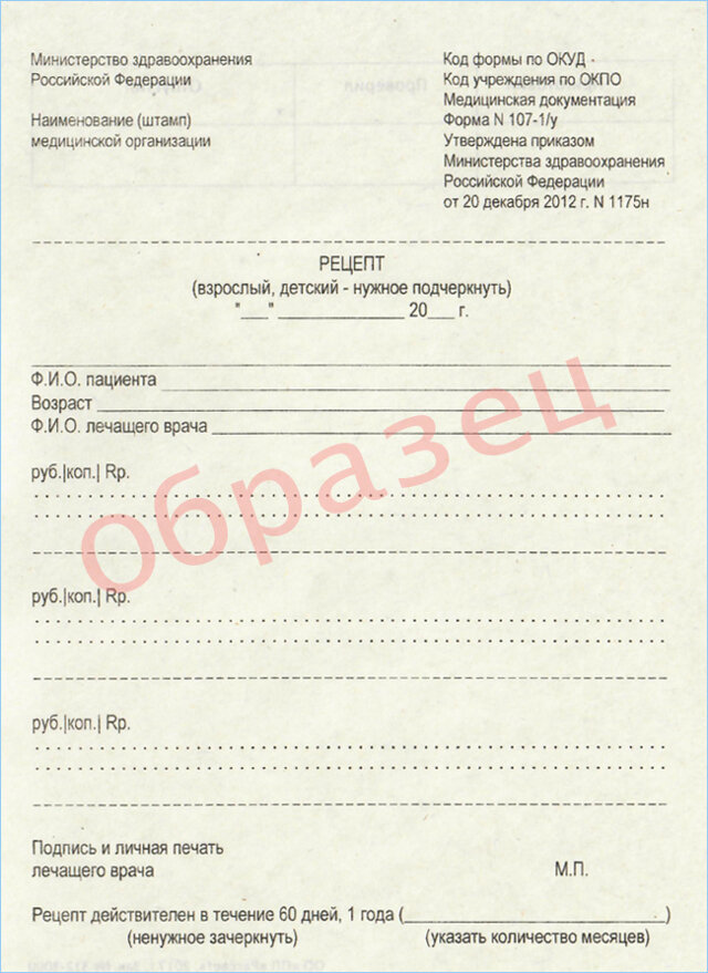 Правила оформления рецепта (материал из интернета). 