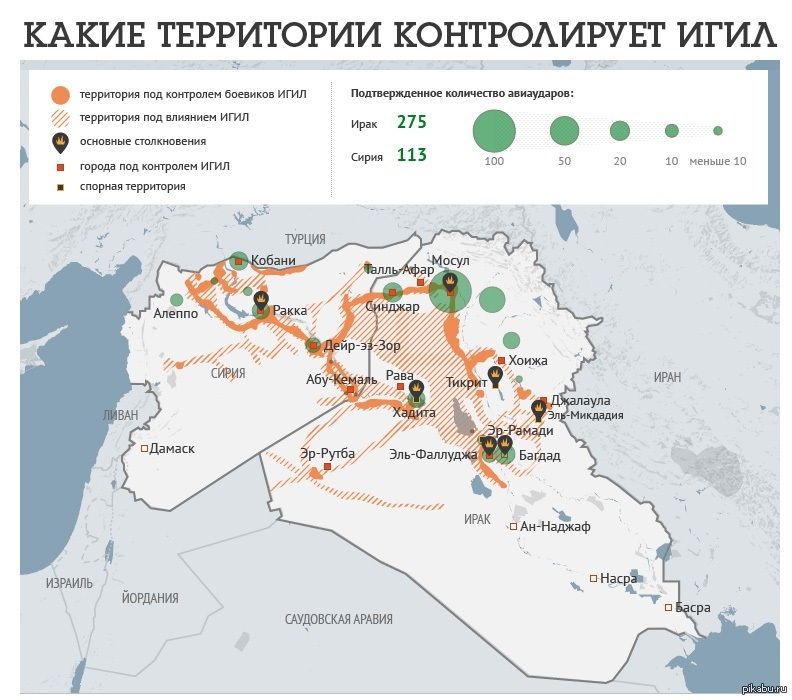 Какие территории контролирует игил