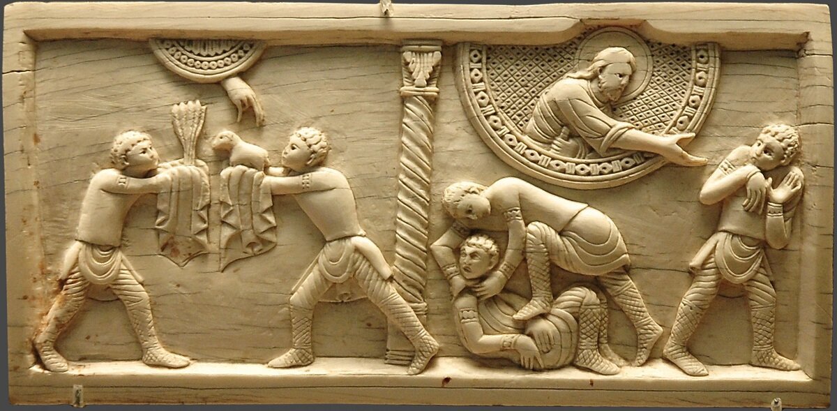 Каин и Авель, слоновая кость, 1090-1130г, собор Салерно, Италия