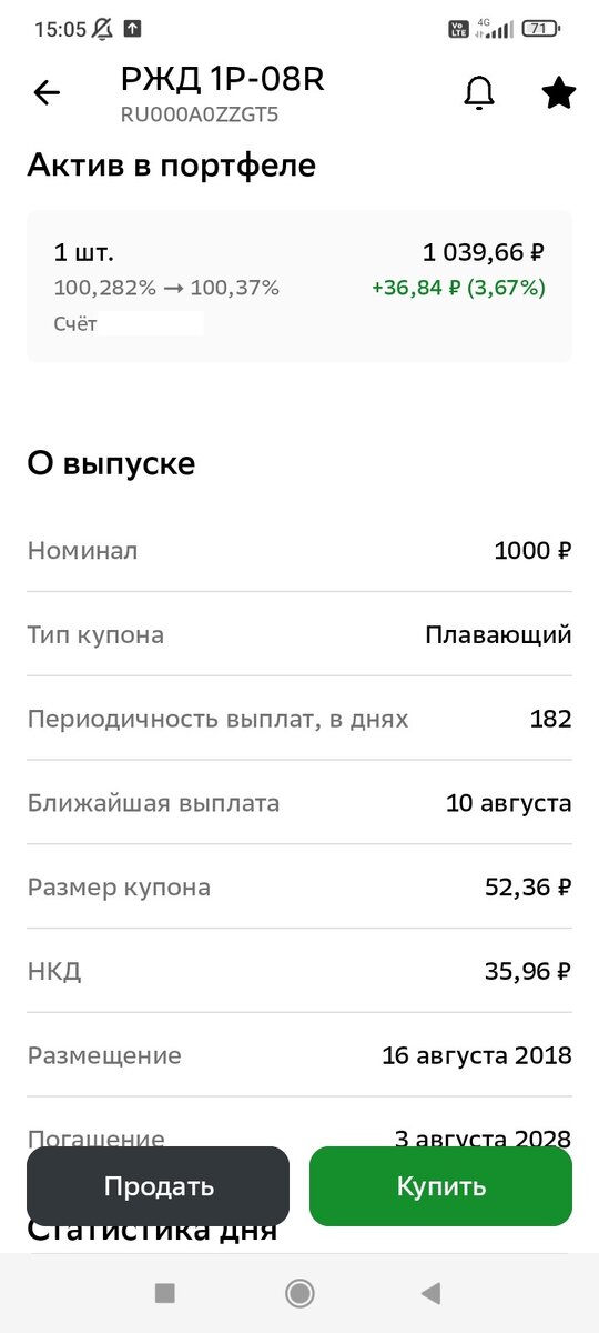 Первая приобретённая мною облигация