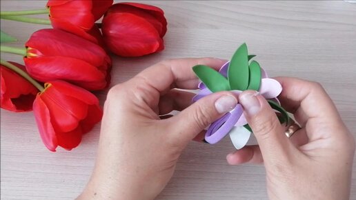 Цветы из лент Лилия канзаши мастер класс своими руками\ Flowers kanzashi master class\ DIY