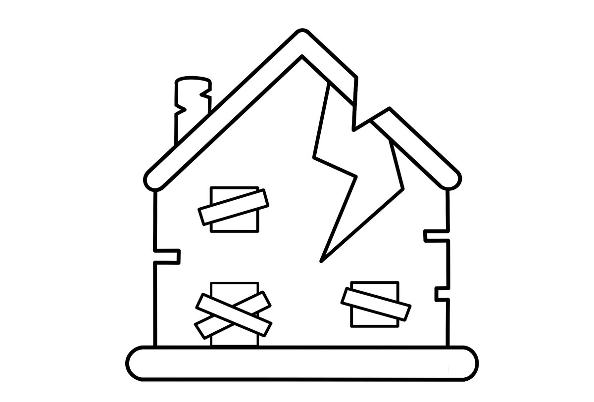 Как нарисовать разрушенный дом. Простой рисунок | Senerin & Viv | Дзен