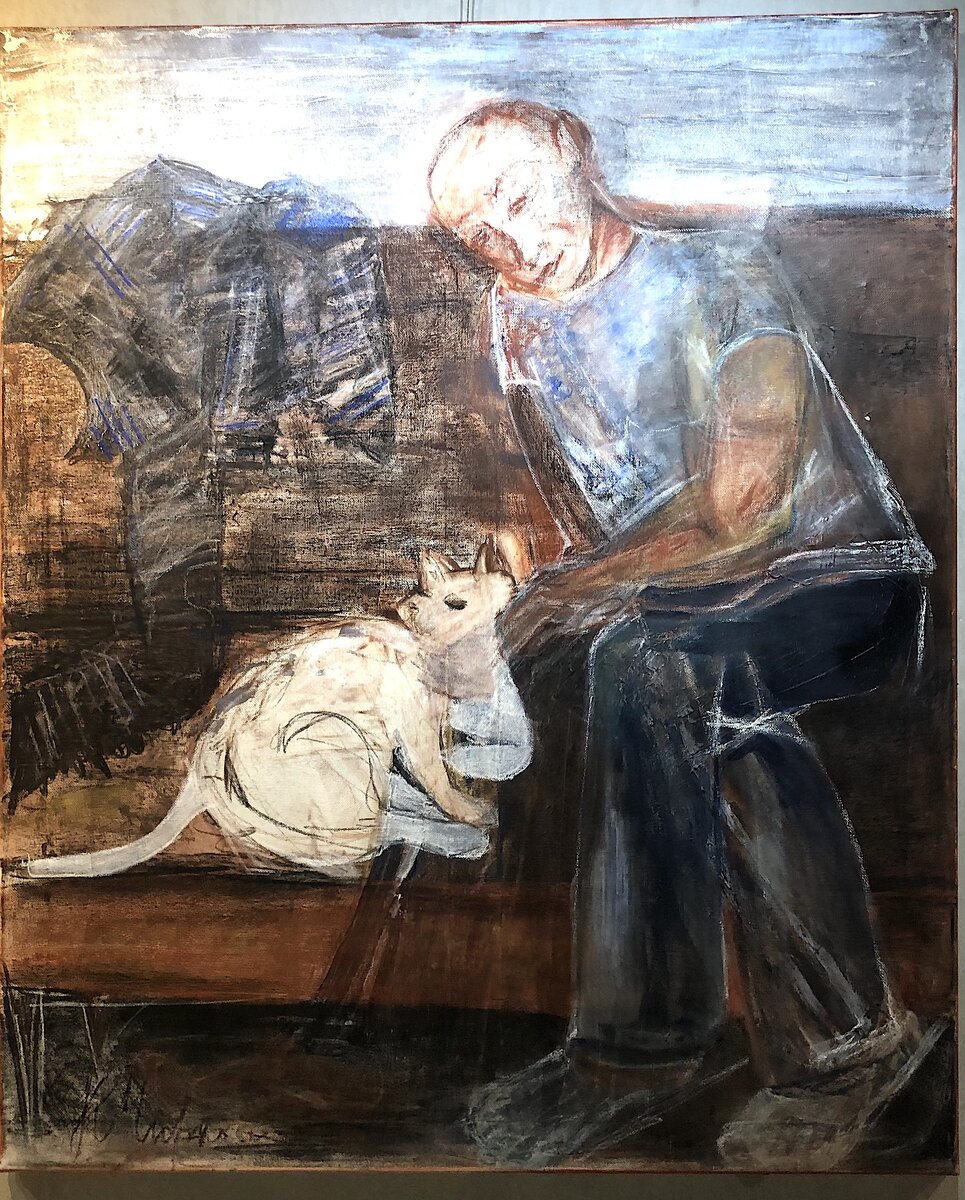 Разговор. Акрил, пастель, сангина, пигменты. 2018