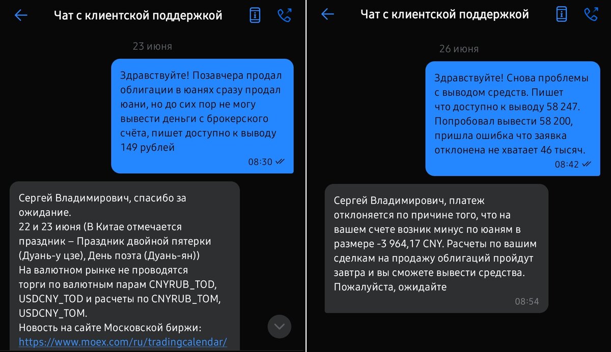 Не имею никаких претензий к брокеру или бирже. Такие правила. Просто привожу пример как можно попасть в самых неподходящий момент