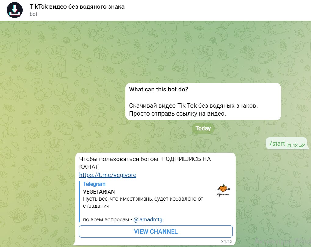 Видео без водяных знаков тг бот