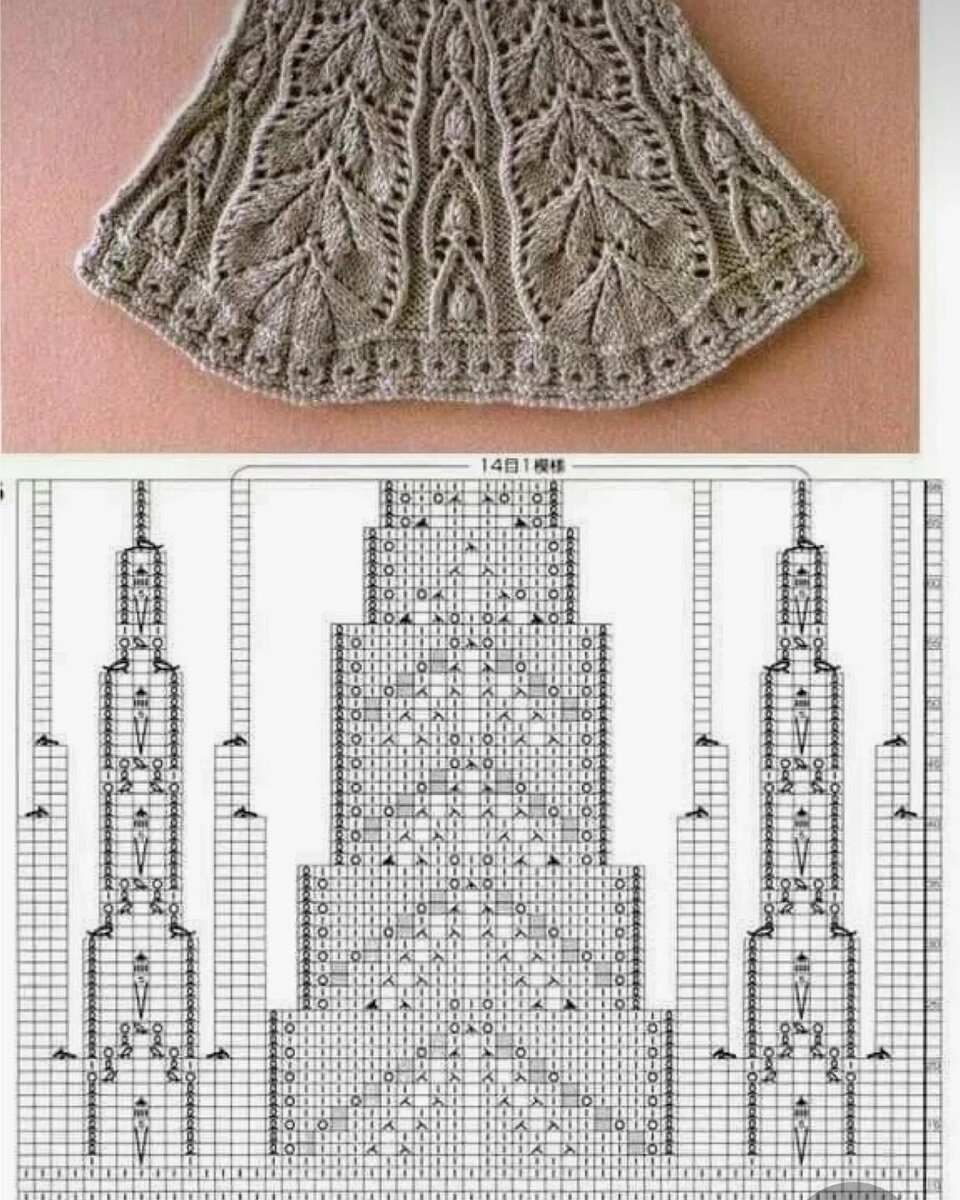 Круглая кокетка спицами японские схемы